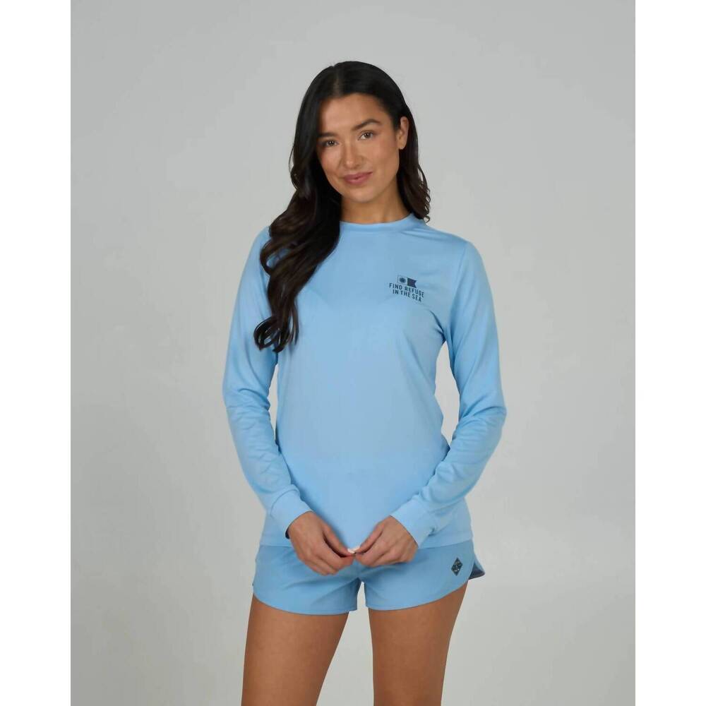NEW SALTY CREW fish finder sun shirt in sky blue